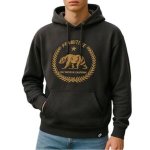 PRIMITIVE Mens Graphic Hoodie Black Gold Pullover Long Sleeve Kangaroo Pocket M